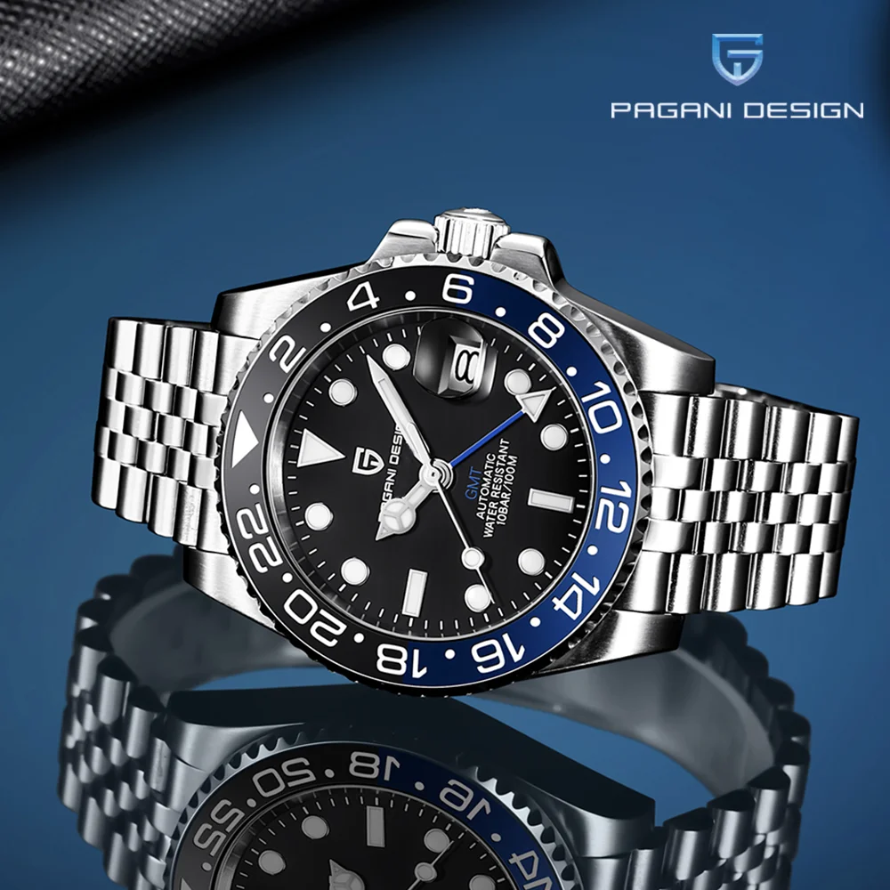 PAGANI DESIGN męskie zegarki automatyczne szafirowe szkło 40mm ceramiczny GMT mechaniczny zegarek na rękę Top marka sportowy wodoodporny męski zegarek