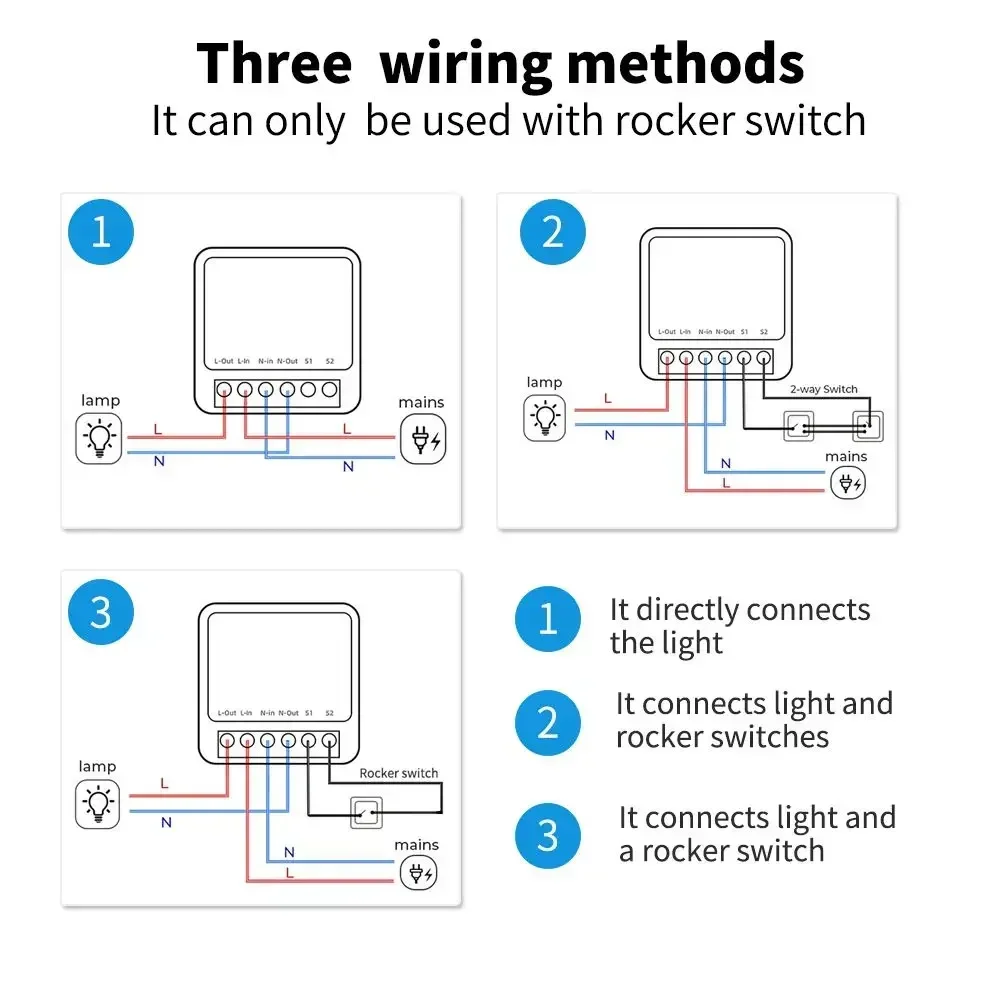 WiFi Smart Switch Module 2-weg Controle Thuis DIY Breaker Relais Lichtschakelaars Spraakbesturing Alexa Alice Google Home AC 100-240V
