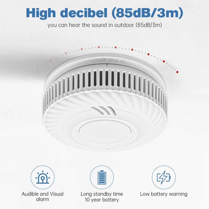 1pc Smoke Detector Warning, Indoor Fire Detection, 85dB Siren Sound Alarm For House Restaurant Hotel Office, Batteries 10 Years
