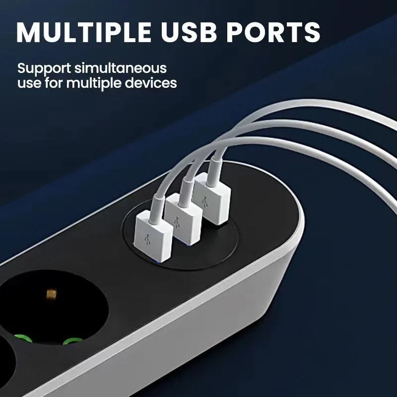 Extension Cord Power Strip Socket EU Plug 3 USB Charging 2M 3M 5M Power Cord Wall Charging Adapter Suitable