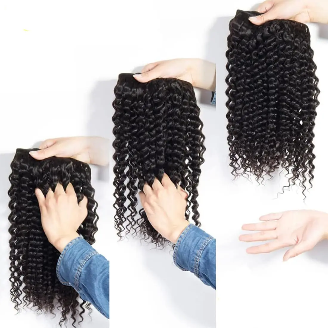 Tissage en lot brésilien 100% naturel bouclé birman, Deep Wave, 15A, Extensions de cheveux, lots de 1/3/4