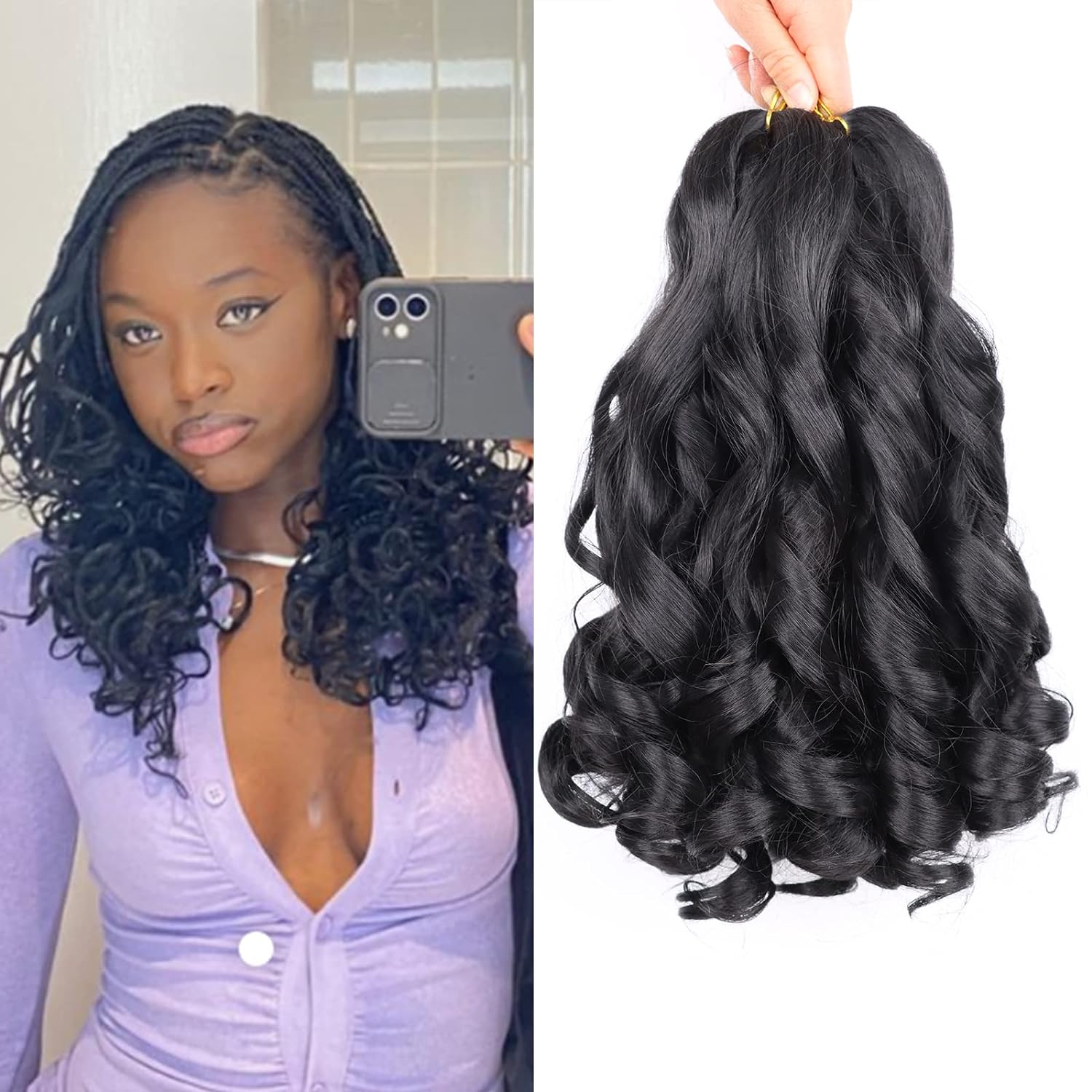 14" lose Welle Spiral Curl Zöpfe Kunsthaar Französisch Locken Flechten Haarverlängerungen Hochtemperatur Ombre vorgedehntes Haar