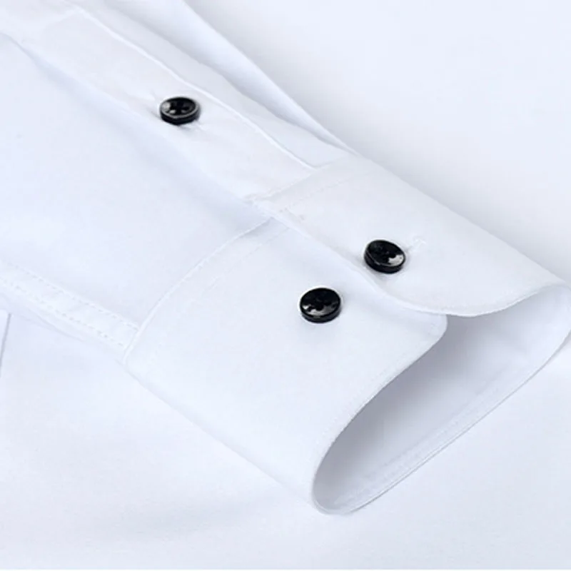 6xl nueva primavera y verano fuerza elástica sin hierro camisa casual de negocios de manga larga para hombres camisa vertical mercerizada de color sólido