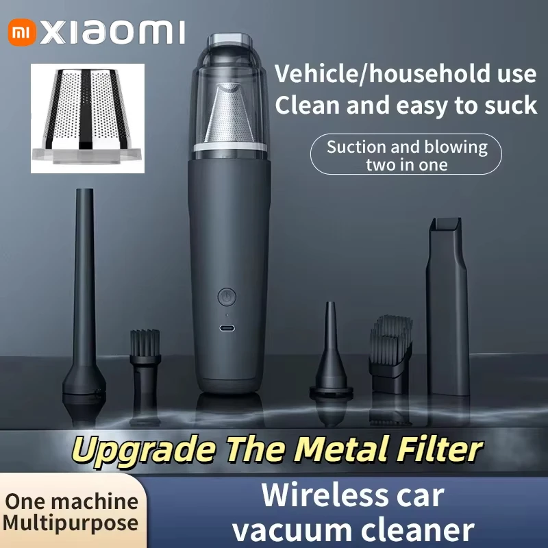Xiaomi MIJIA Car Vacuum Cleaner Metal Filter Charging High Power Wireless Portable High Suction Dust Mini Vacuum Cleaner Home
