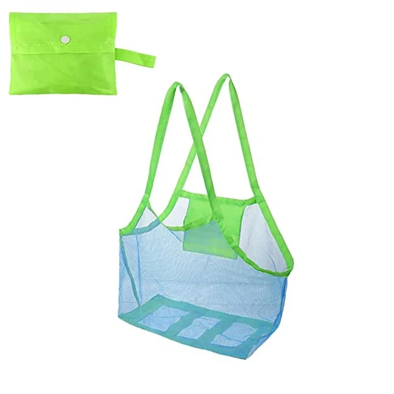 1pc Multicolor Large Mesh Beach Bag, Sand-Away Portable Tote With Convenient Hanging Hole, Breathable  Foldable Storage For Toys