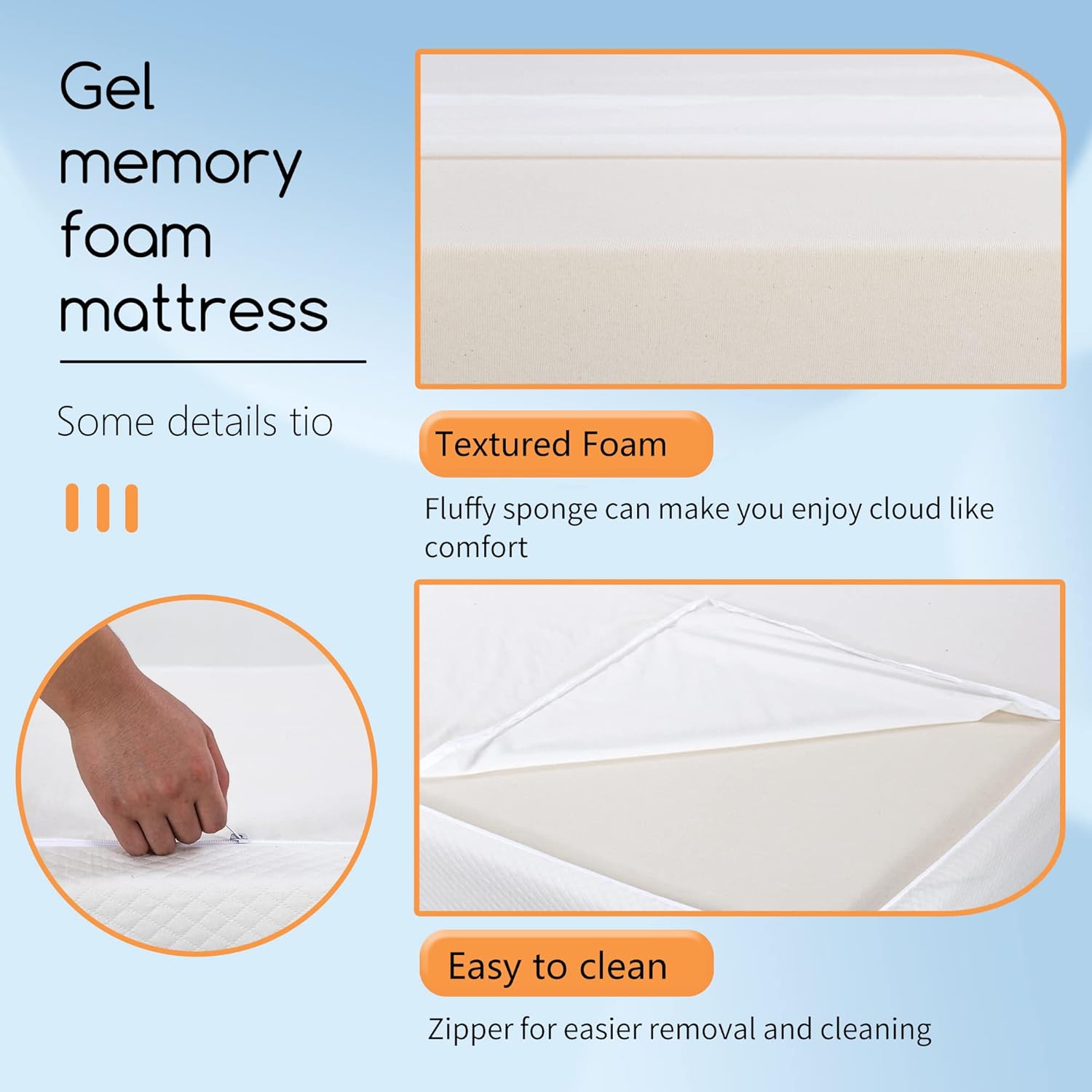 5 Inch Gel Memory Foam Mattress/Twin Mattress/Cooling Gel Infusion/CertiPUR-US Certified/Comfy Support,White