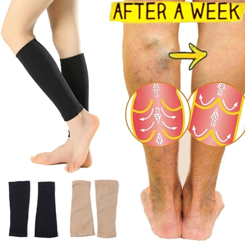 2pcs Varicose Vein Fatigue Relief Leg Warmer Compression Calf Sleeve Sock Long Stocking Elastic Leg Support Leg Shin Sock