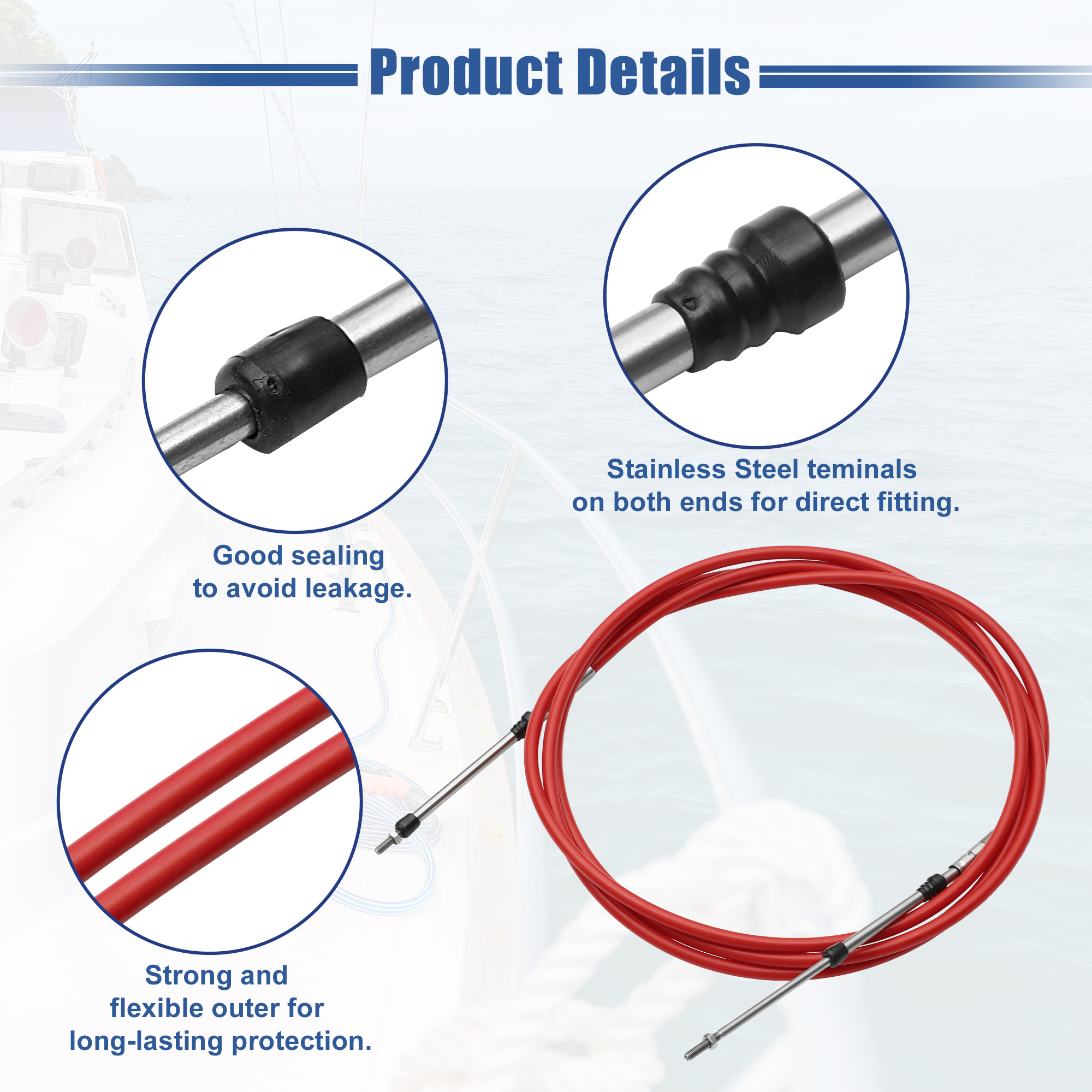Motoforti 6-19ft 1.8M-5.8M Marine Throttle Shift Remote Control Box Cable for Outboard Engine Boat Motor Steering System