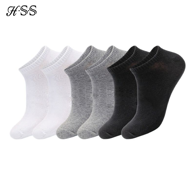 Marca HSS, calcetines 100% de algodón para hombre, calcetines finos transpirables de verano, calcetines náuticos invisibles de alta calidad, calcetines cortos negros para estudiantes, talla 39-44