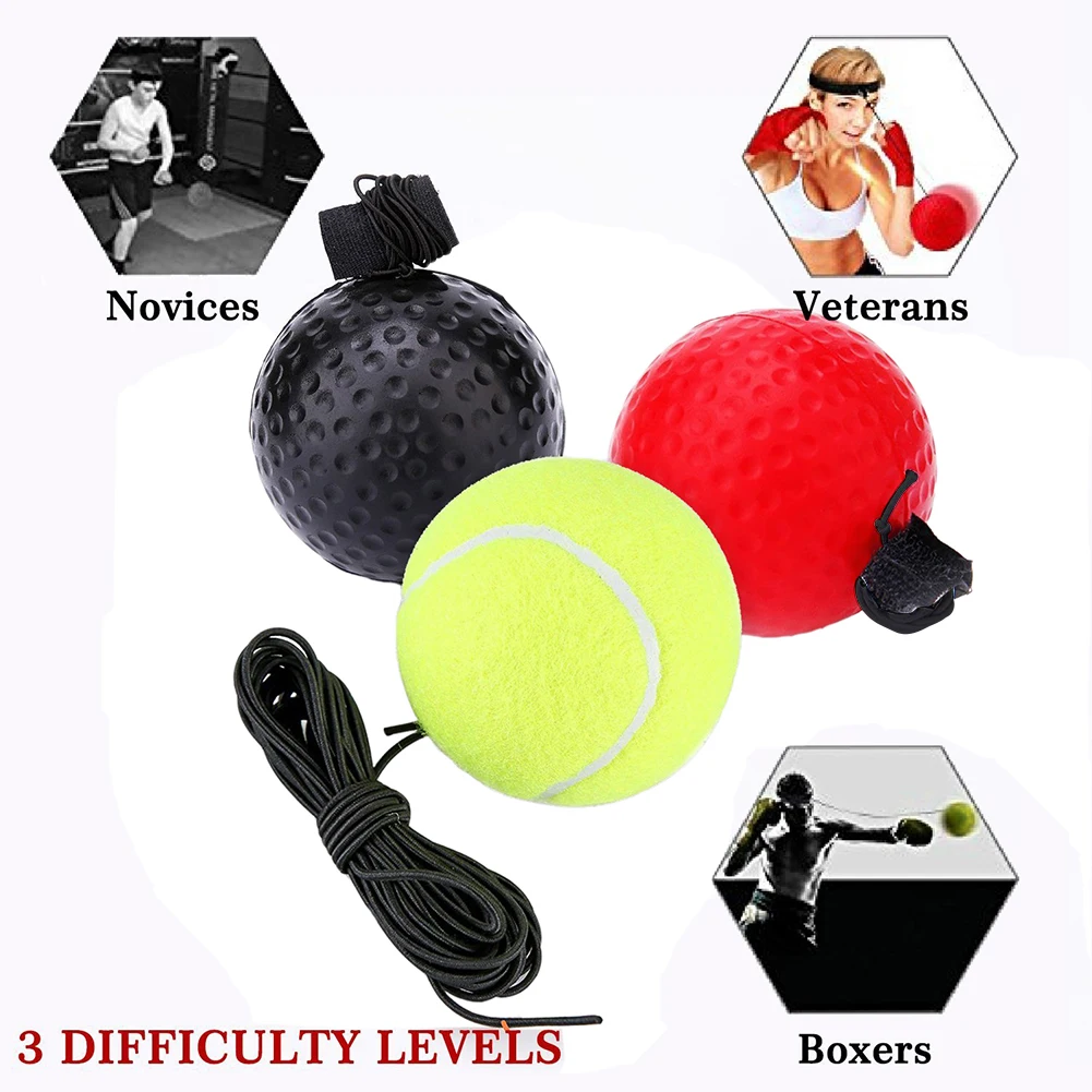 Palline da boxe in gomma da boxe con velocità riflessa per allenamento di reazione dell'agilità con accessori per attrezzature per il fitness con fascia antisudore
