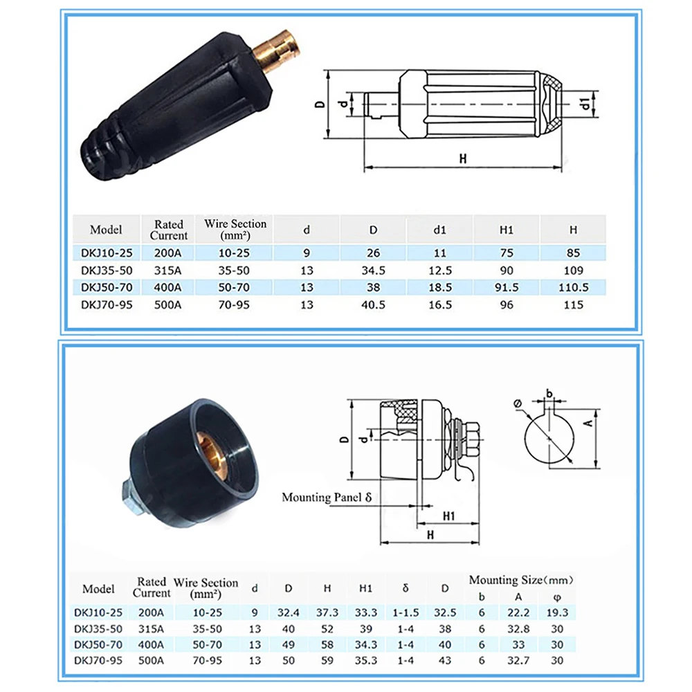 Cable macho hembra de ajuste rápido, conector rápido, adaptador de enchufe DKJ 10-25 35-50, soldadura de estilo europeo para Dinse
