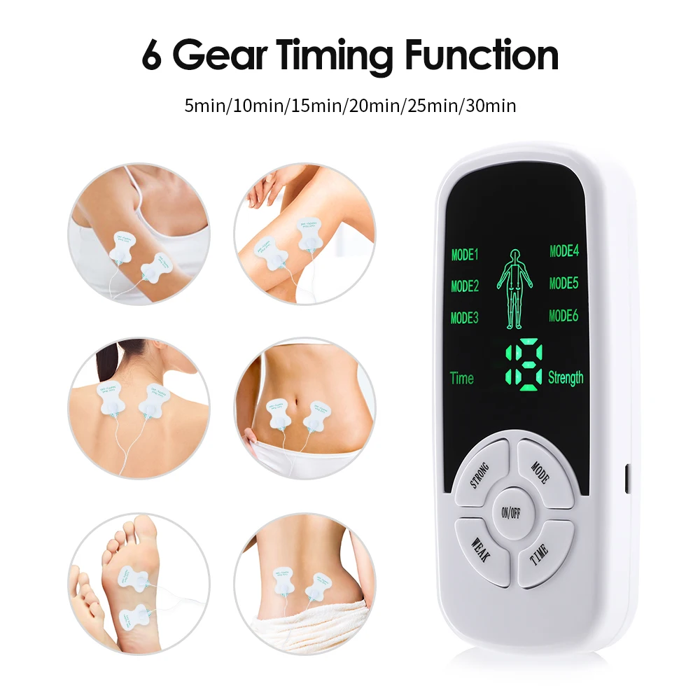 EMS Elektrische Spiertherapie Stimulator 6 Modi Tientallen Eenheid Machine Meridiaan Fysiotherapie Puls Abdominale Prostaat Body Massager