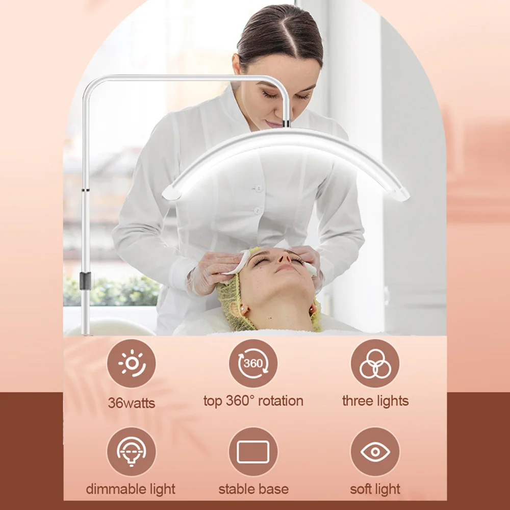 Luce di riempimento a forma di mezzaluna a LED da pavimento con supporto luminoso in metallo leggero regolabile adatto per salone di bellezza per trucco in streaming live