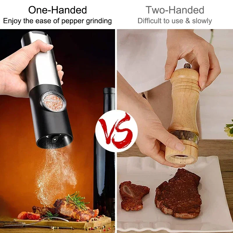 USB Rechargeable Electric Salt Pepper Grinder With Adjustable Roughness Freshly Ground Pepper Pepper Powder Grinder kitchen Tool