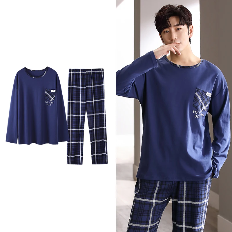 Deer Druck Elegante Pyjamas Set für Mann Herbst Winter Mode Neue Weiche Baumwolle Herren Loungewear Bequeme Nachtwäsche für Jungen