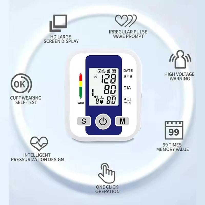 Tensiometer Heart Rate Pulse Meter BP Monitor Healthy Digital Arm เครื่องวัดความดันโลหิต Cuff ทางการแพทย์ความดันอัตโนมัติ Tonometer