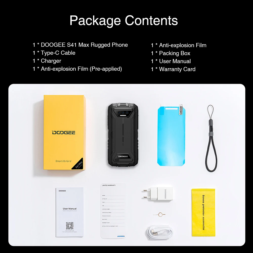 DOOGEE S41 Max 16GB 256GB Smartphone resistente 6300mAh 13MP AI Triple cámara teléfono móvil NFC 4G Android 13 teléfono móvil