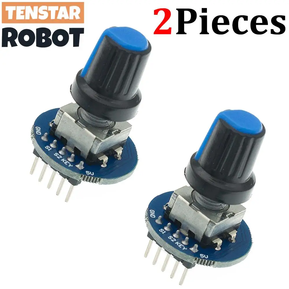 Tenstar 2 peças módulo codificador rotativo sensor de tijolo desenvolvimento redondo áudio rotativo potenciômetro botão tampa ec11