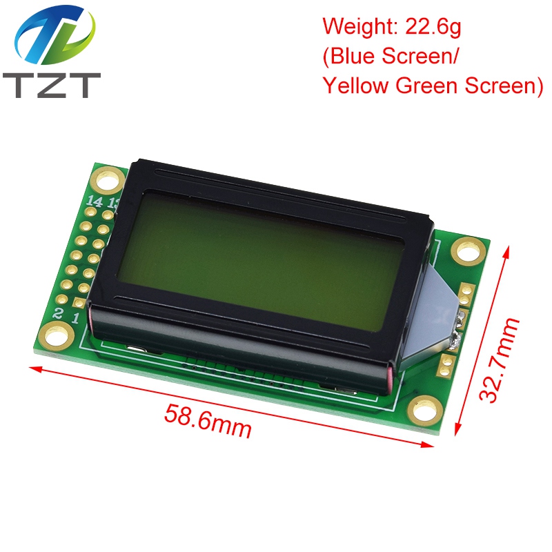 TZT 8 x 2 Moduł LCD 0802 Wyświetlacz znaków Niebieski / Żółto-zielony dla Arduino