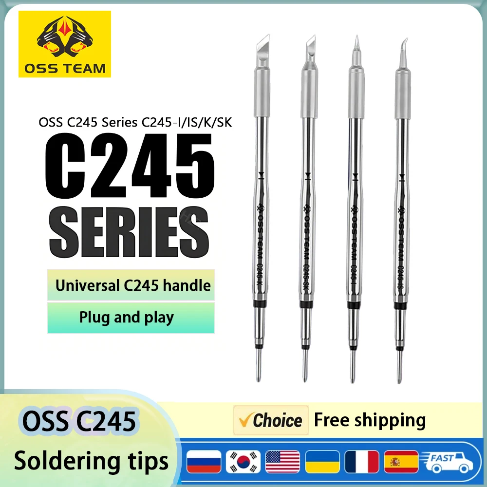 Punte OSS C245 per JBC GVM HS 02A T80P Saldatore Punta universale Compatibile T245 Stazione di saldatura Maniglia Non applicabile C210