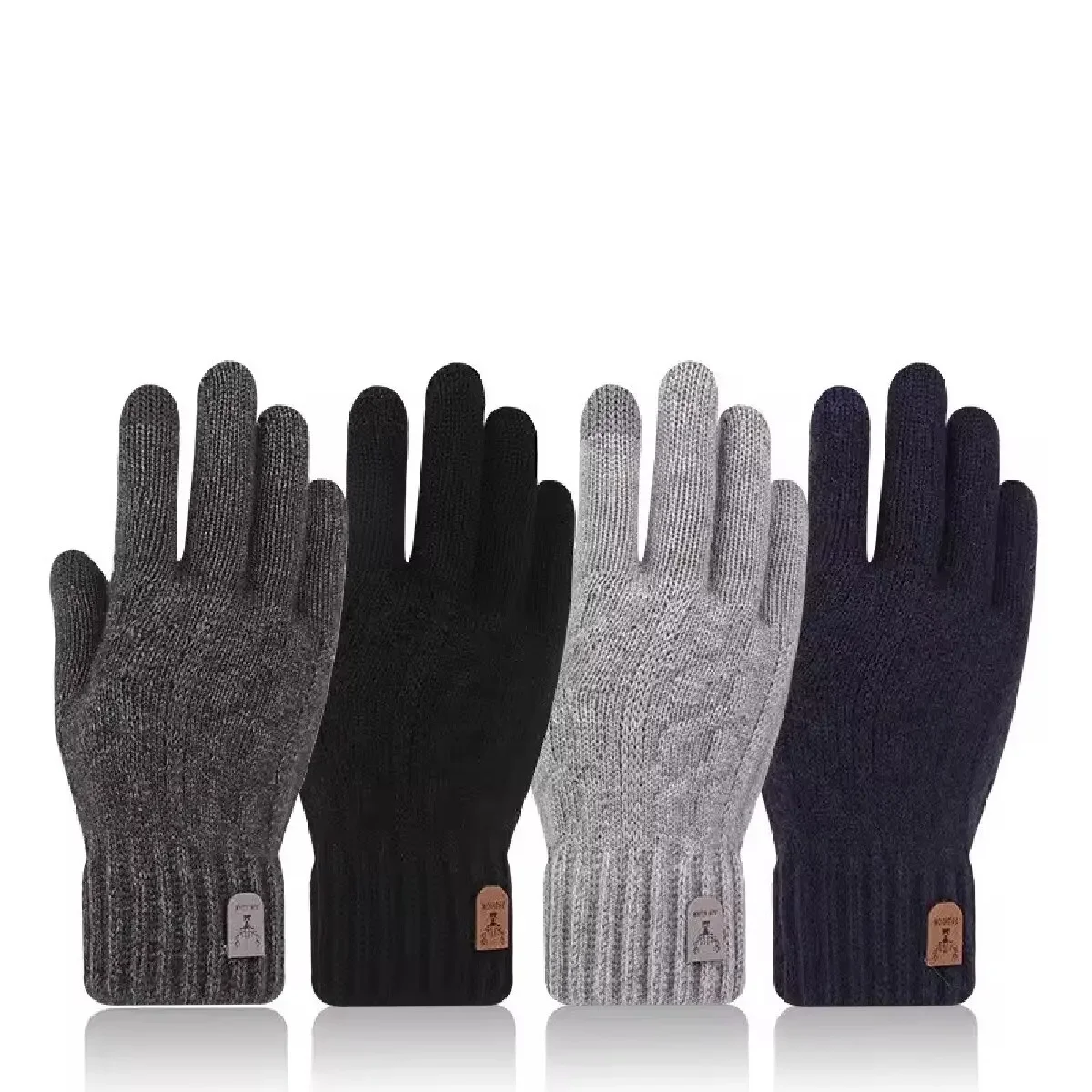 Neue warme Herrenhandschuhe für den Winter-Touchscreen plus samtverdickte, kältebeständige und warme Strickhandschuhe aus Wolle