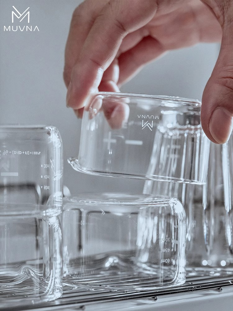 MUVNA Espresso Coffee Measuring Cups Clear Glass 100ml With Scale Home Kitchen Measuring Tools