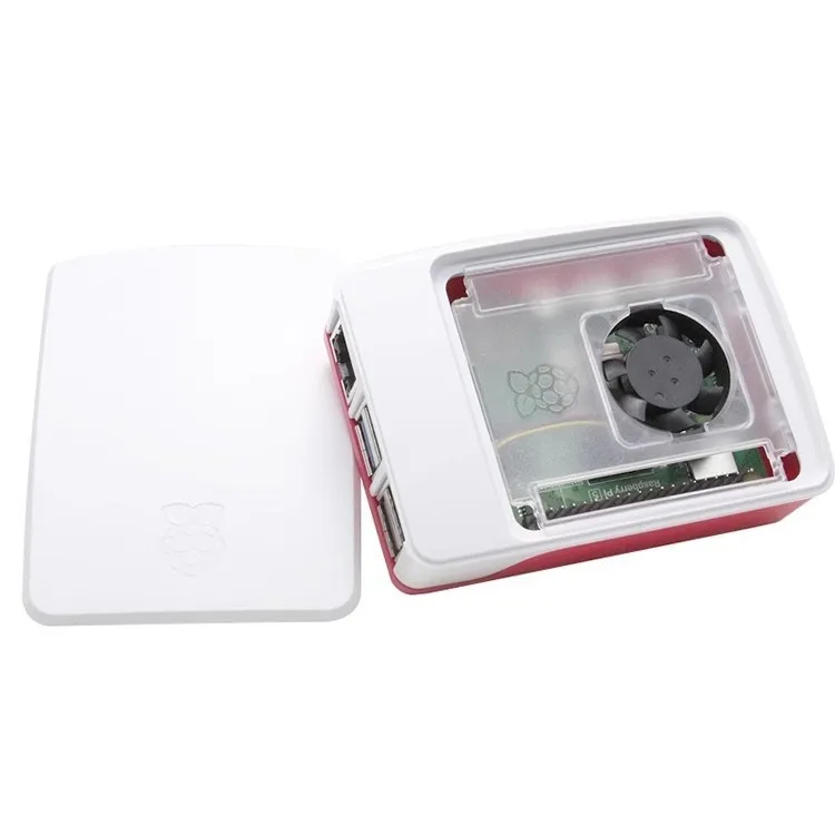 Raspberry pi 5 case, vermelho, branco, abs shell com controle de temperatura, ventoinha, empilhamento, para rpi 5 pi5