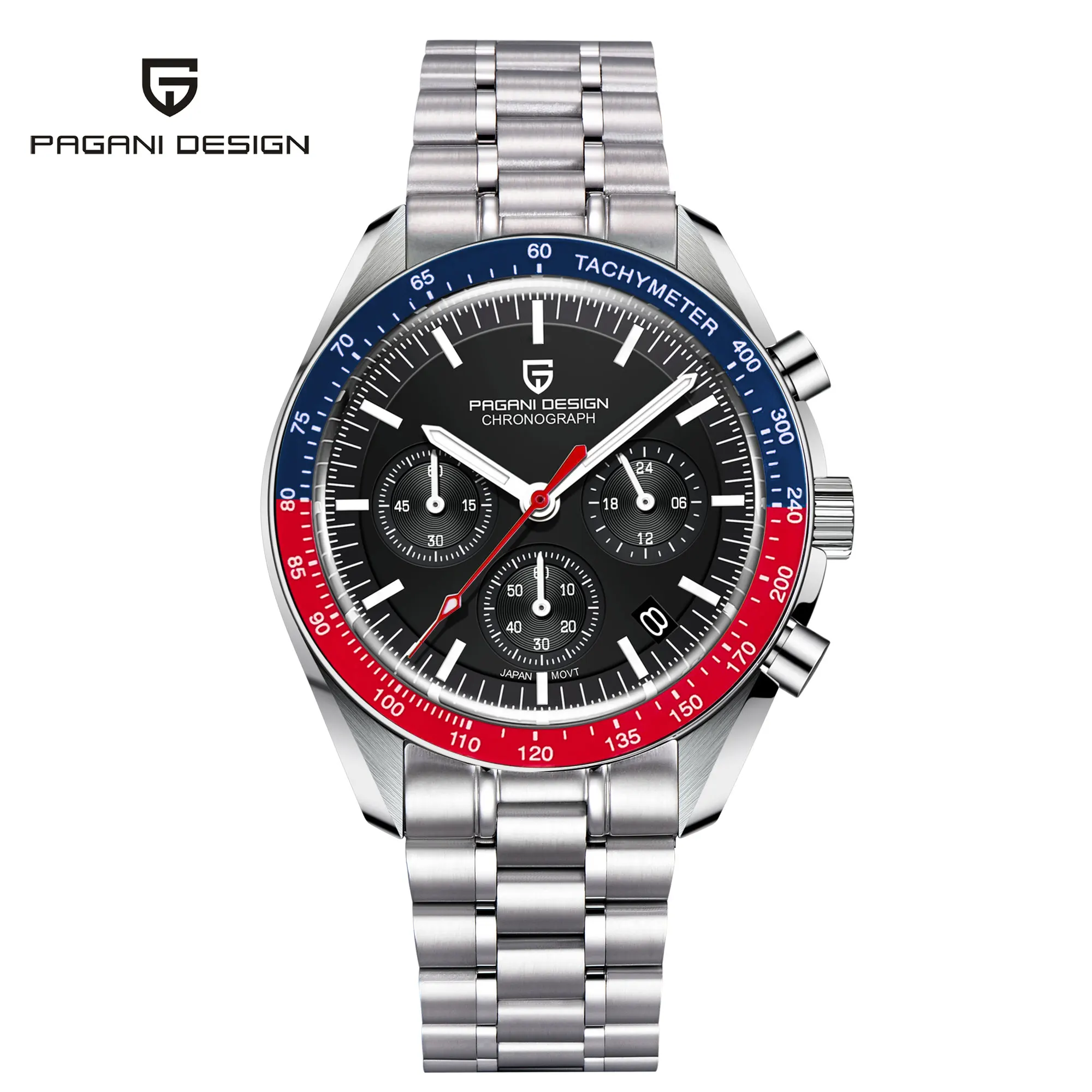 Pagani design 2025 novo 1701 relógios masculinos luxo safira moldura lua relógio de quartzo para homem esporte cronógrafo relógio de pulso à prova dwaterproof água