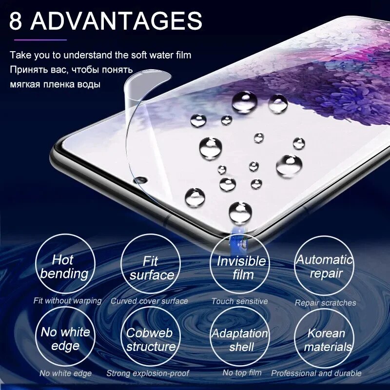 4 pièces Film Hydrogel couverture complète pour Samsung Galaxy S23 S10 S20 S21 S22 S24 Ultra Plus FE A14 A23 A34 A54 Film de protection d'écran
