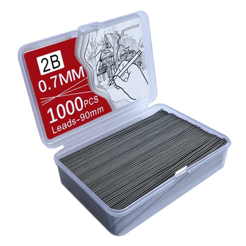 1000 peças lápis mecânico núcleo de chumbo 0.5 0.7 0.9 1.3 2.0mm recargas de lápis substituíveis de grande capacidade caixa de presente acessível para estudantes