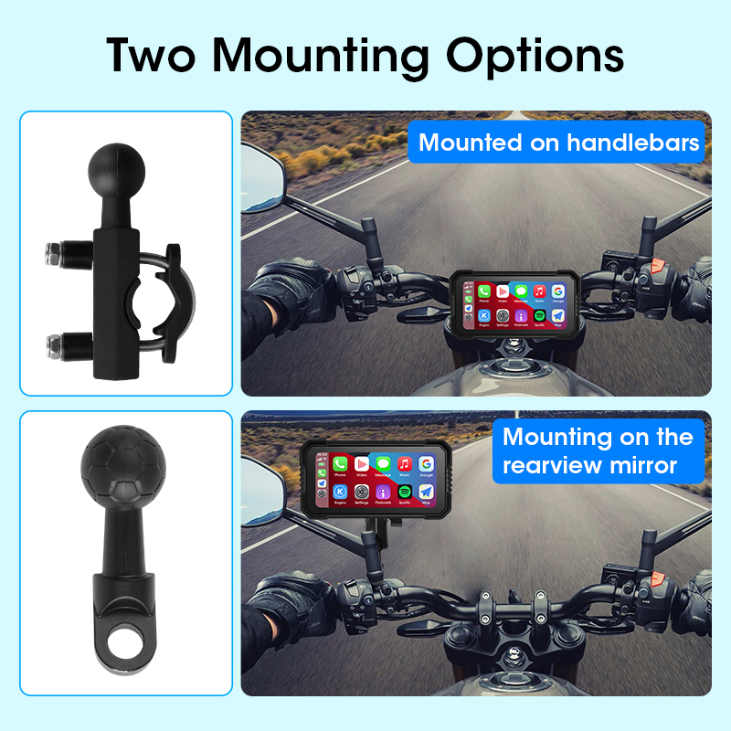 Portátil 6.25 polegada motocicleta navegação gps sem fio carplay android auto dvr gravador de unidade moto monitor wifi ipx7 à prova dwaterproof água