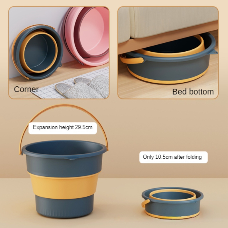 Balde portátil dobrável com capa, 5/10/17l, lavagem de carro, pesca, ferramenta de banheiro, balde de silicone, acampamento ao ar livre, suprimentos domésticos