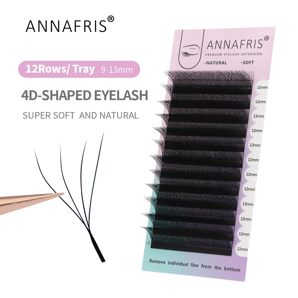 ANNAFRIS Extensión de pestañas en forma de 4D-W Ventiladores prefabricados con pestañas de volumen
