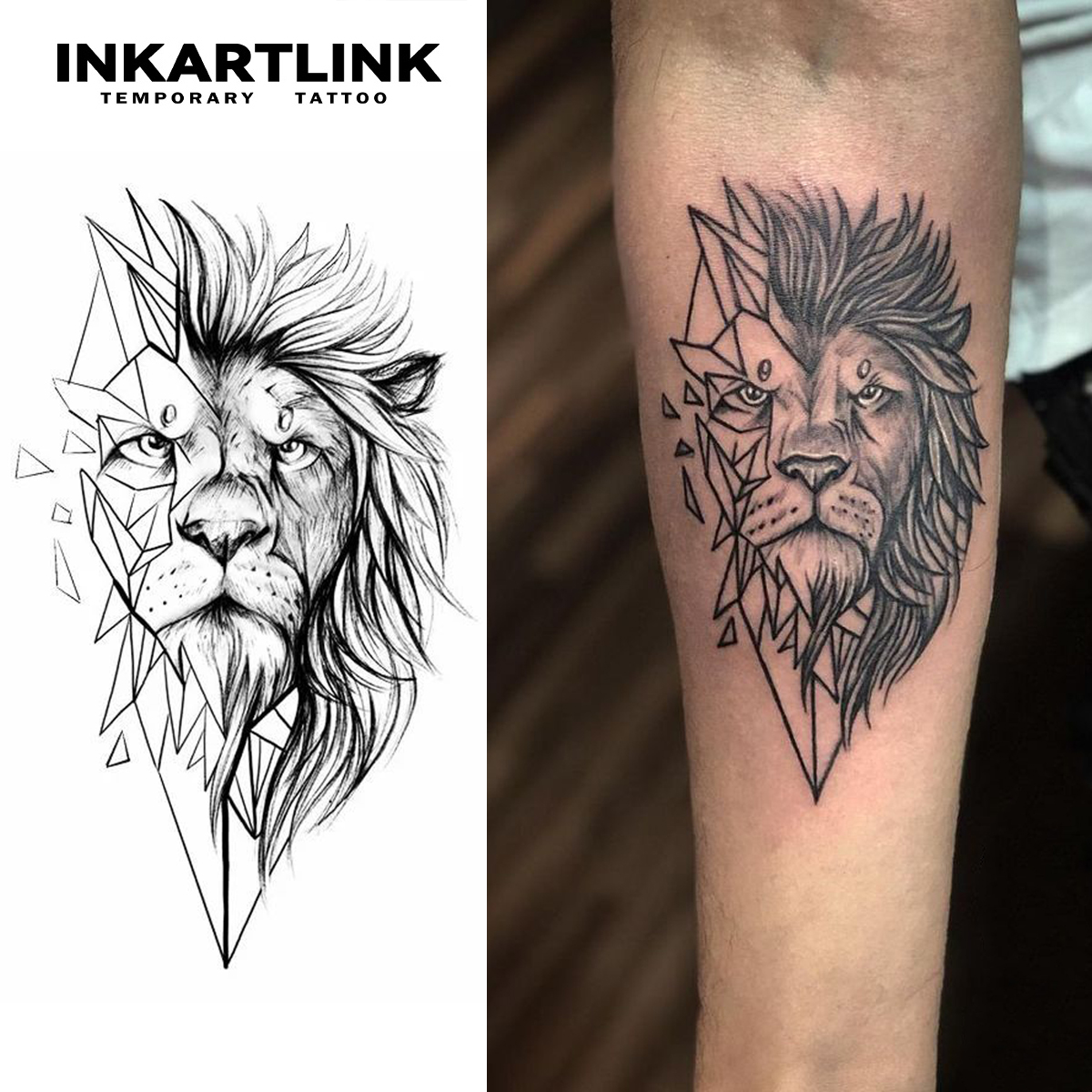 Tatuagem temporária de leão, dura até 15 dias, nova tecnologia, adesivo semipermanente mágico à prova d'água.