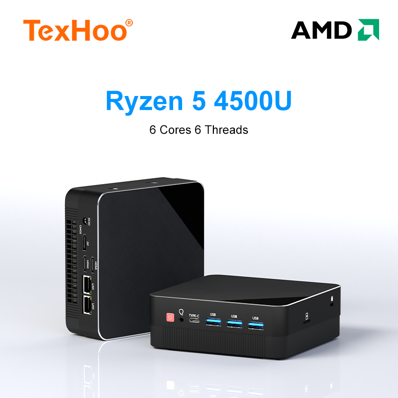 TexHoo AMD R7 5800H 5700U 4800H R5 5500U 4500U Mini PC  Supports up to 32GB RAM 2T NVME SSD WIFi6 Computer PC