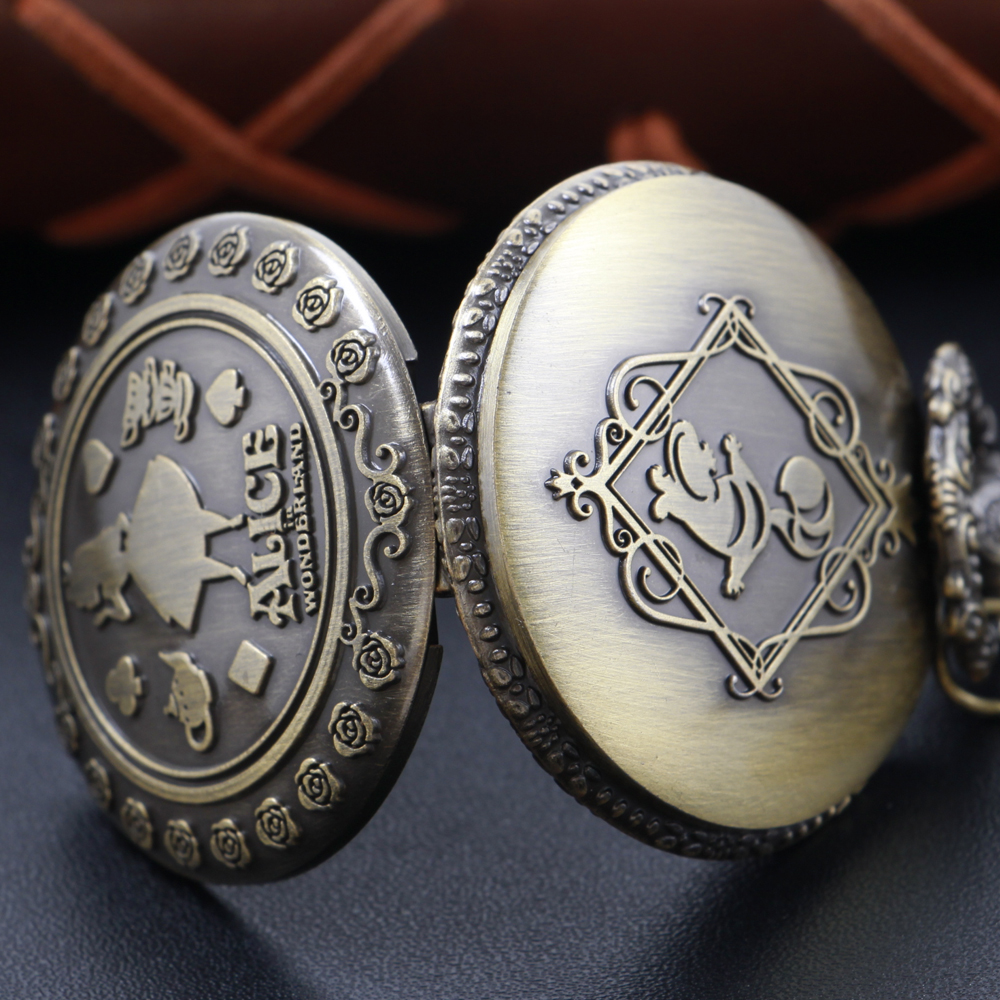 청동 동화 소녀 패턴 Steampunk 석영 주머니 시계 남성과 여성을위한 보편적 인 장식 보석 목걸이 선물