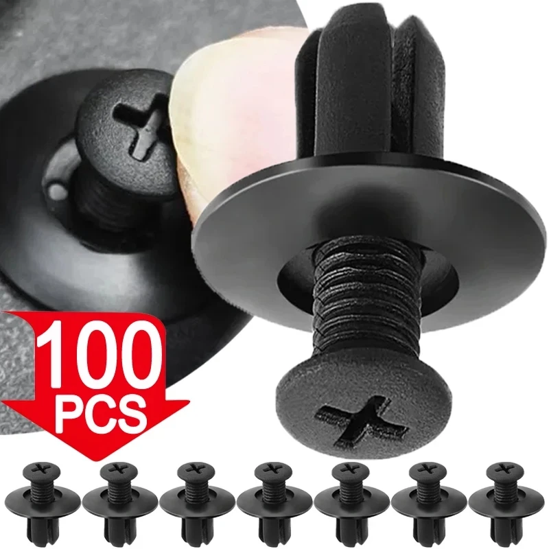 Remache de puerta con agujero de 5/100X8mm, sujetadores de Clip de plástico, cubierta forrada de coches negros, remaches de púas, sujetadores automáticos, retenedor, Clips de pasador de empuje para