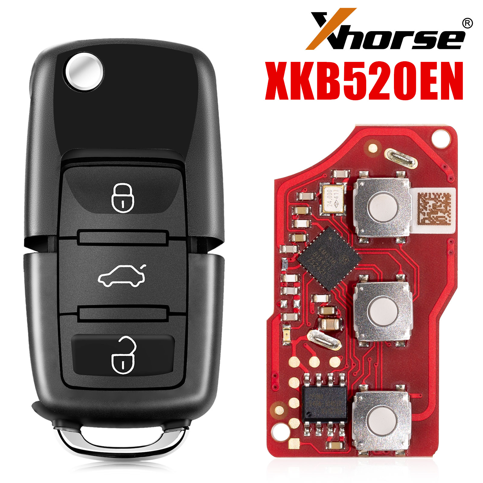 Chave de fio Xhorse XKB520EN XKB506EN XKLKS0EN XKFO01EN XKHY01EN XKKF02EN XKHY05EN XKKF20EN XK Chave remota de fio 5 unidades/lote