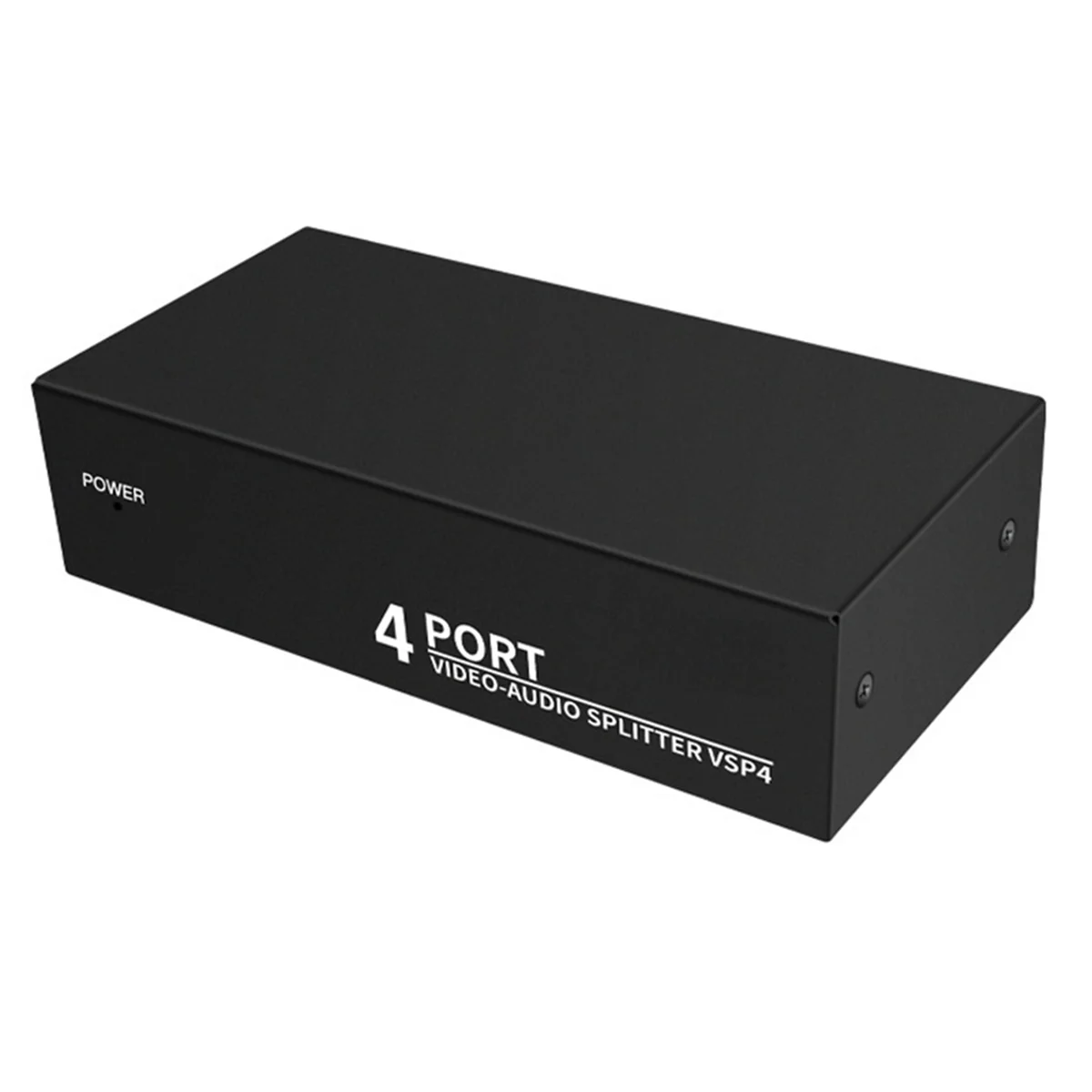XFDE 4-Way AV Splitter 1 in 4 Out Composite RCA AV Splitter 1X4 Video Audio RCA Splitter Distributor for DVD C-VBS US Plug