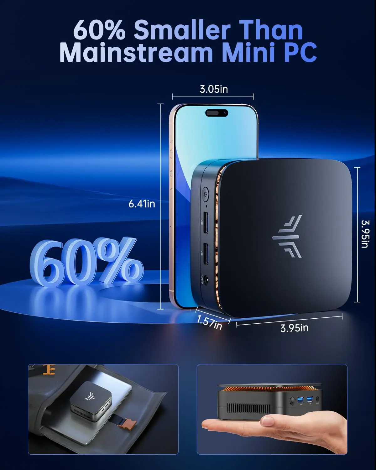ACEMAGIC E1 N150 16 GB DDR4 RAM 512 GB SSD WIFI5 BT4.2 4K @ 60 Hz UHD Windows 11 Micro Desktop Computer Wi-Fi Dual-Band MINI PC