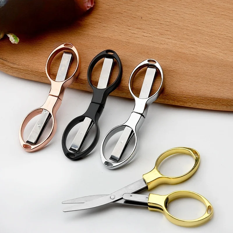 Ciseaux pliants portables en acier inoxydable, légers, pour voyager, pêche, maison, outils pratiques
