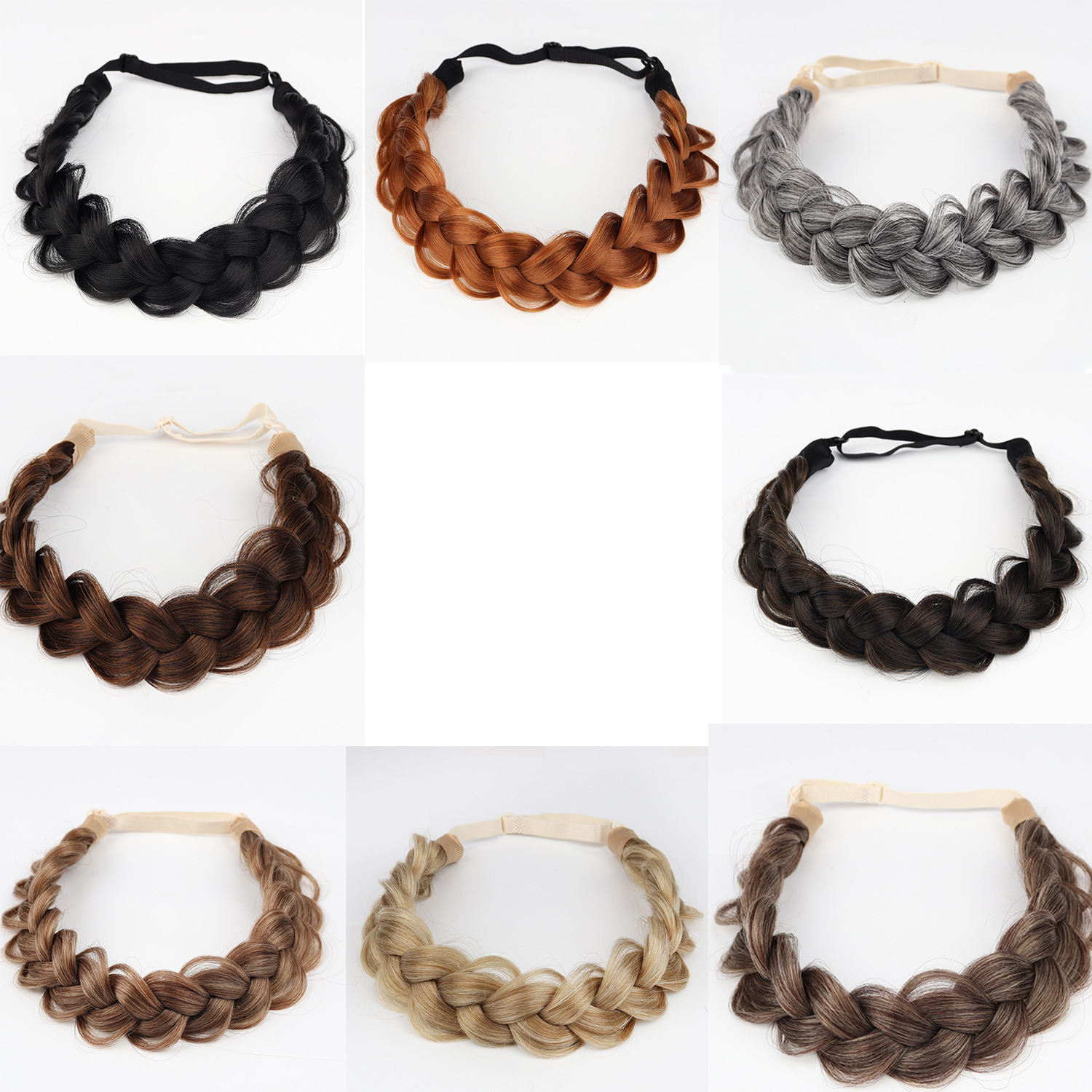 สังเคราะห์พรีเมี่ยมปรับ Handmade Braided Elastic Band ผมแฟชั่น Braiding ผมแถบคาดศีรษะ Headwear สําหรับผู้หญิง