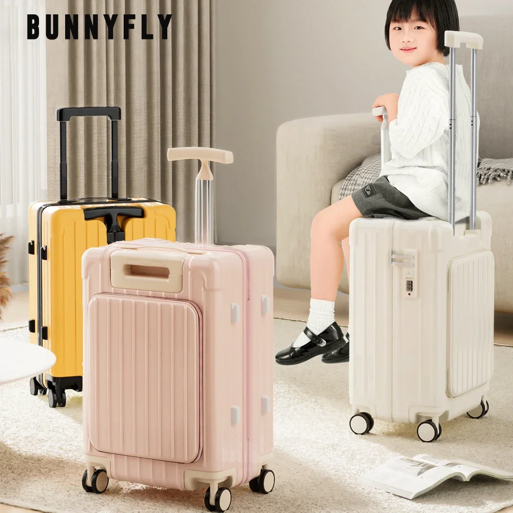Kinderkoffer mit Frontöffnung, Boarding-Koffer, Laptop-Trolley, Gepäck mit Spinnerrädern, Handgepäck für Reisen
