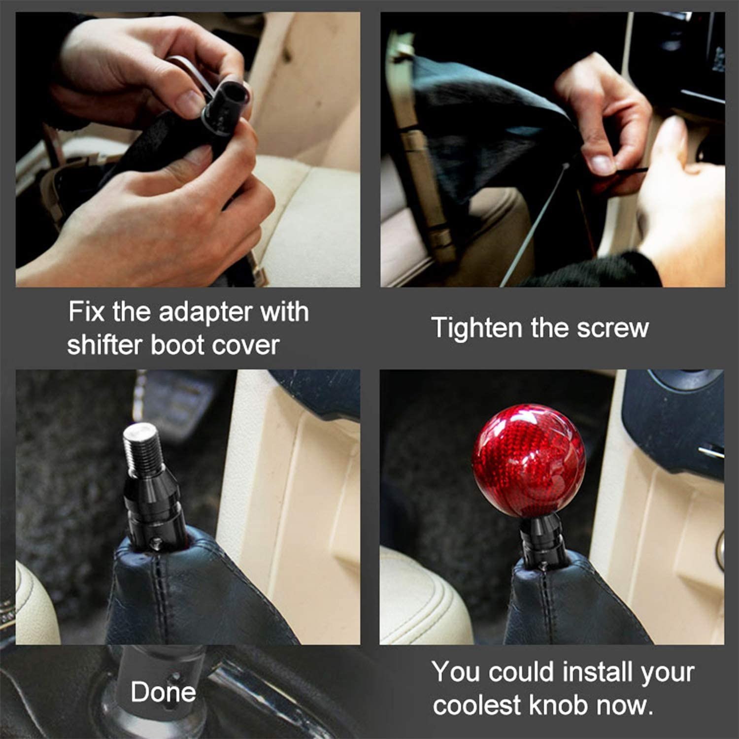 ユニバーサルアルミ合金車の自動車ギアマニュアルシフトノブアダプターブラック非ネジシフター用 M12x1.25 M10x1.5 SK-1054-BK