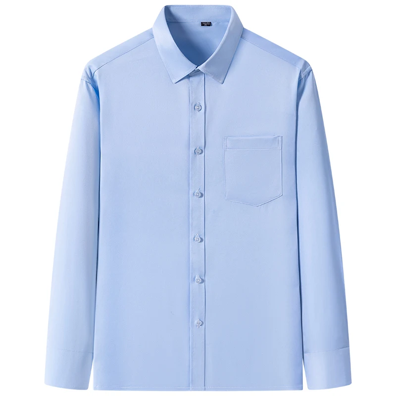Nuova elasticità camicie da uomo antirughe camicie a maniche lunghe camicie da uomo Slim Fit Camisa camicetta da lavoro sociale camicia bianca