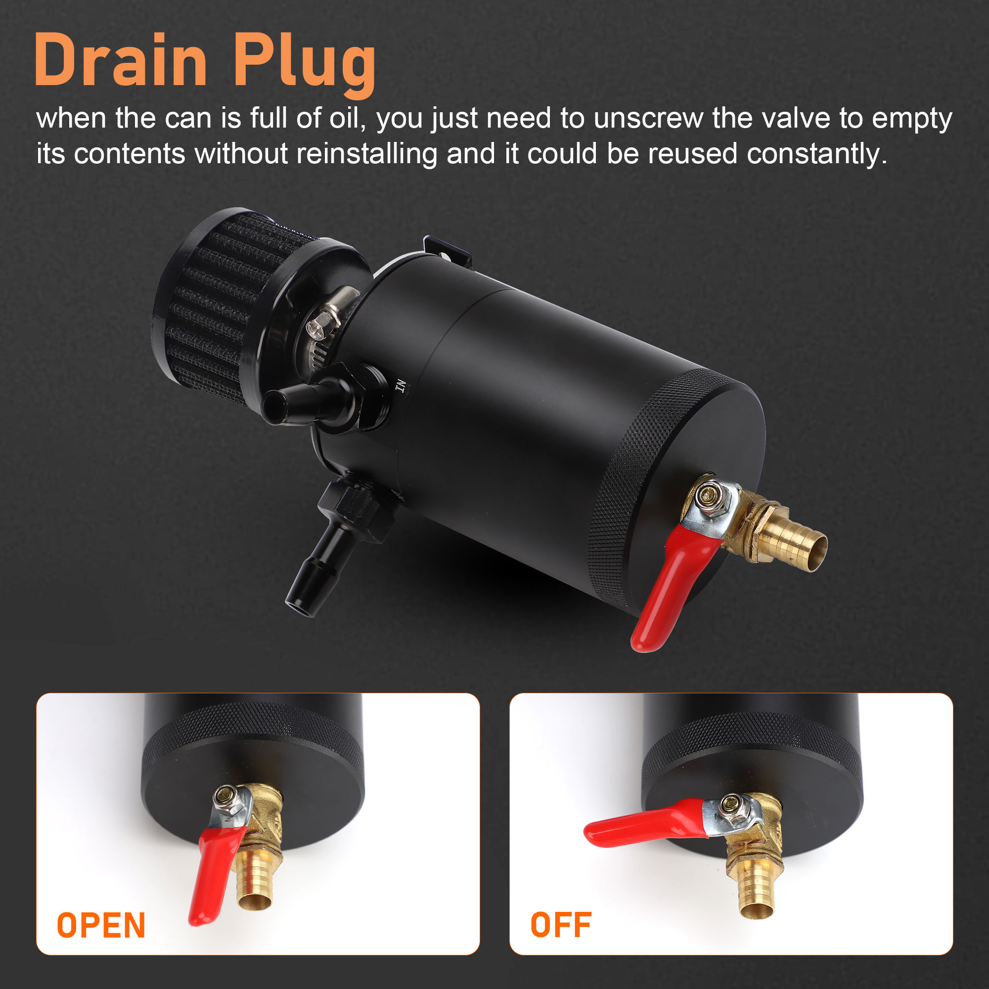 ドレンバルブ付きバフォールリザーバーキット,2つのポート,アルミニウムシリンダー,150mlリザーバー