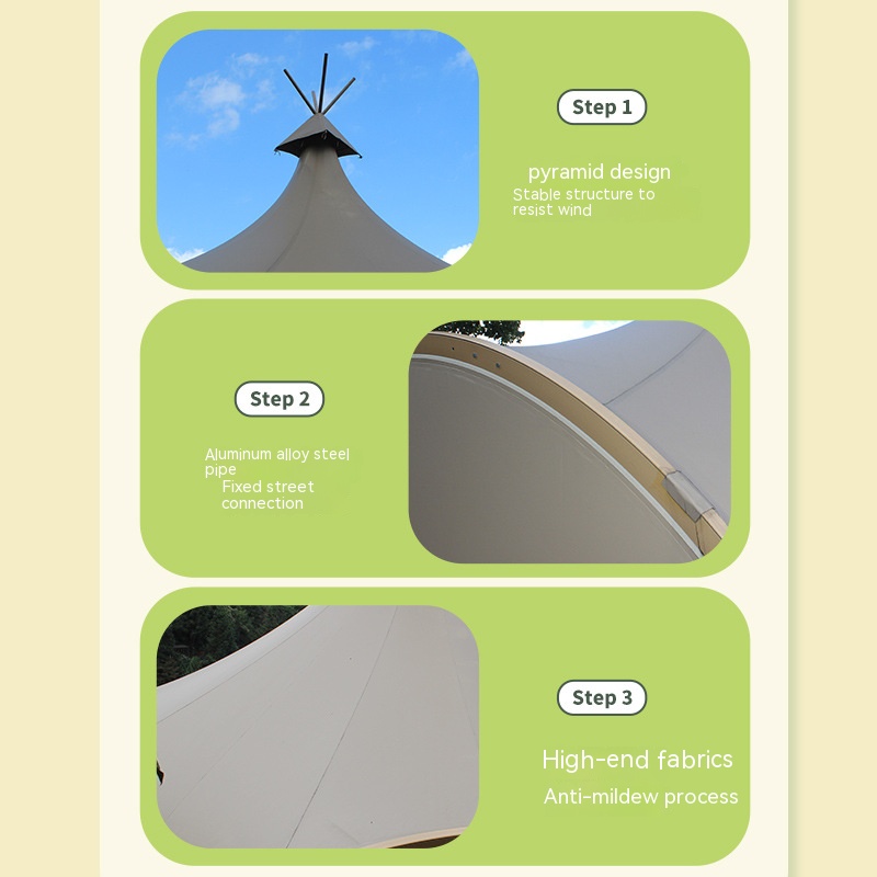 Outdoor-Freizeit indischen Zelt Campingplatz Pyramide Zelt Bar Party großen Strohhut