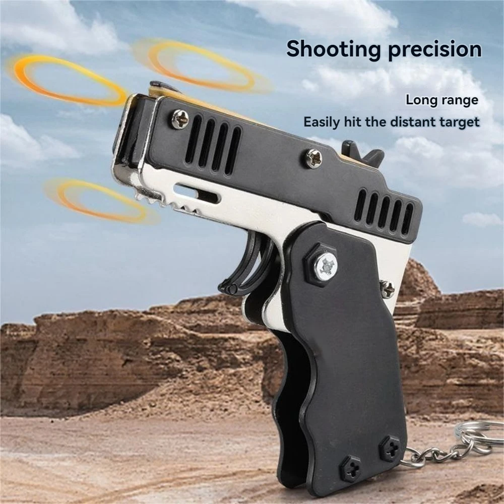 Pistolet jouet de Simulation pour enfants, tir compétitif pour garçons, cadeau extensible et pliable, peut être disparu, pistolet jouet avec bande de caoutchouc