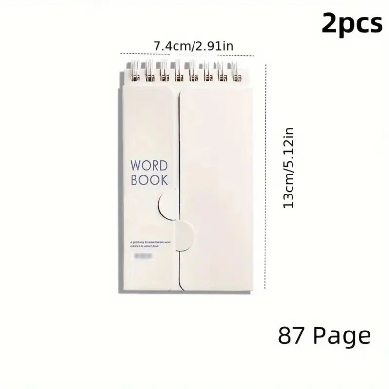 Portable Vocabulary Memory Notepad - Shorthand Spiral Notebook for Planning and Memorization with Cover-Up Feature