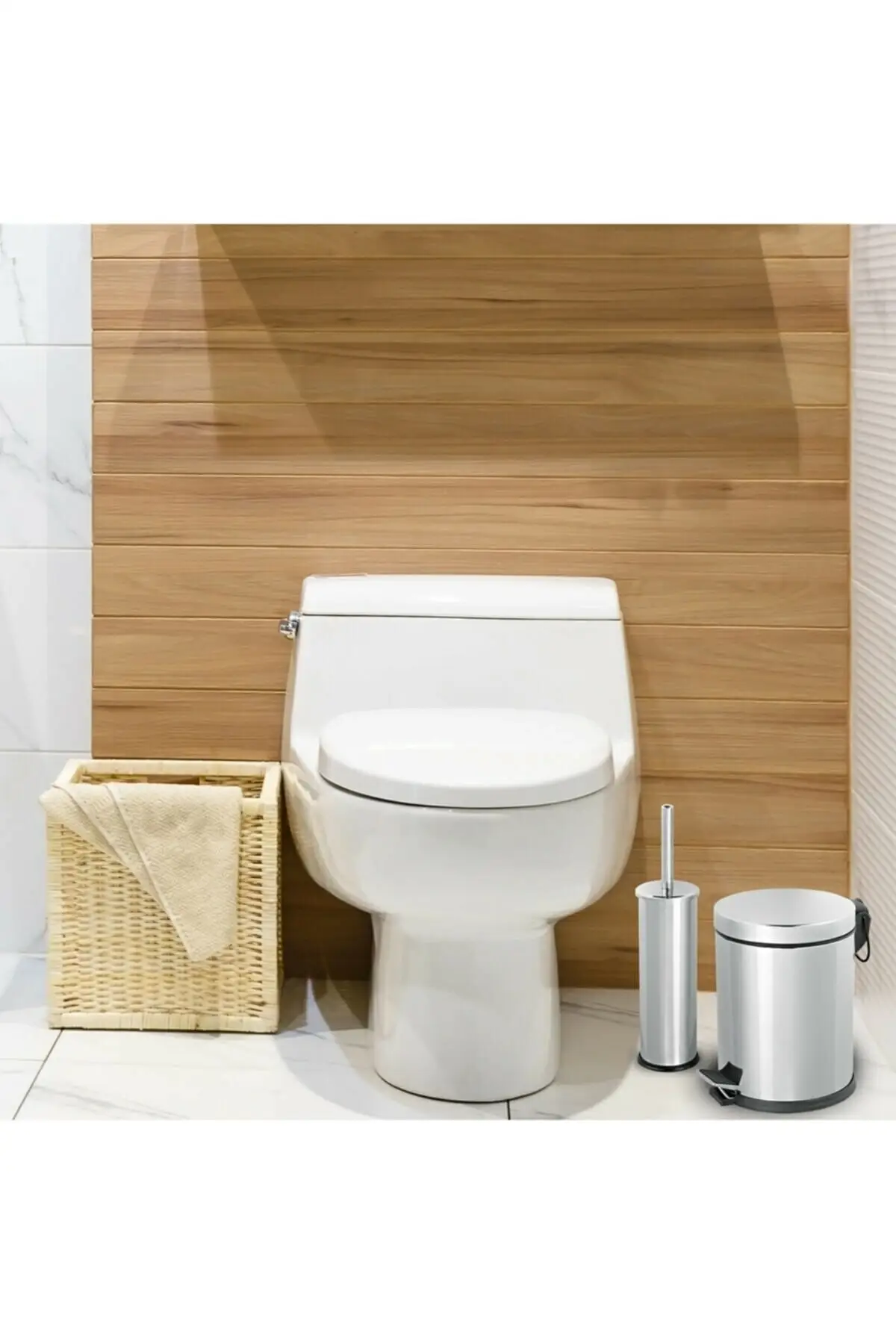 3lt Set Kamar Mandi 2'li Krom Tempat Sampah Wc Set Sikat Tempat Duduk Toilet Kamar Mandi